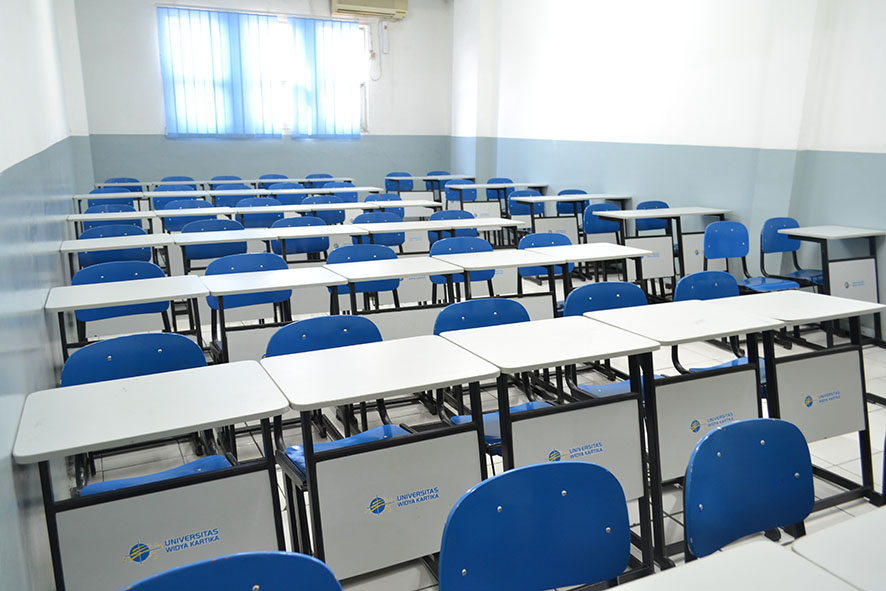 meja kursi kampus warna biru